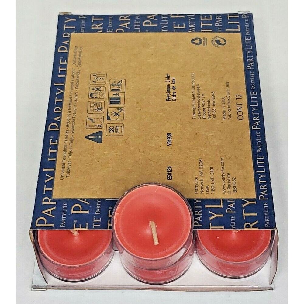 Partylite Tealights 12 Candles NOS " Persimmon Cider "‎ P1E/V04938